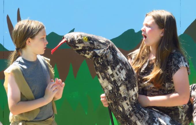 Kaa the Snake in ArtReach's The Jungle Book play fo kids.