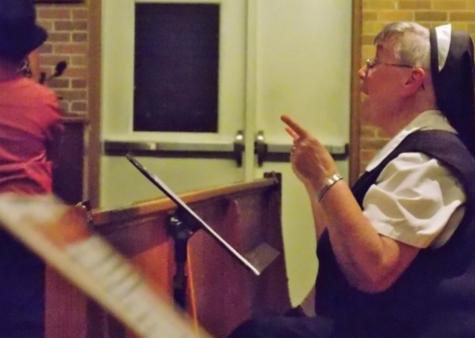 Sr. Kathleen directing We Are The Dream Play